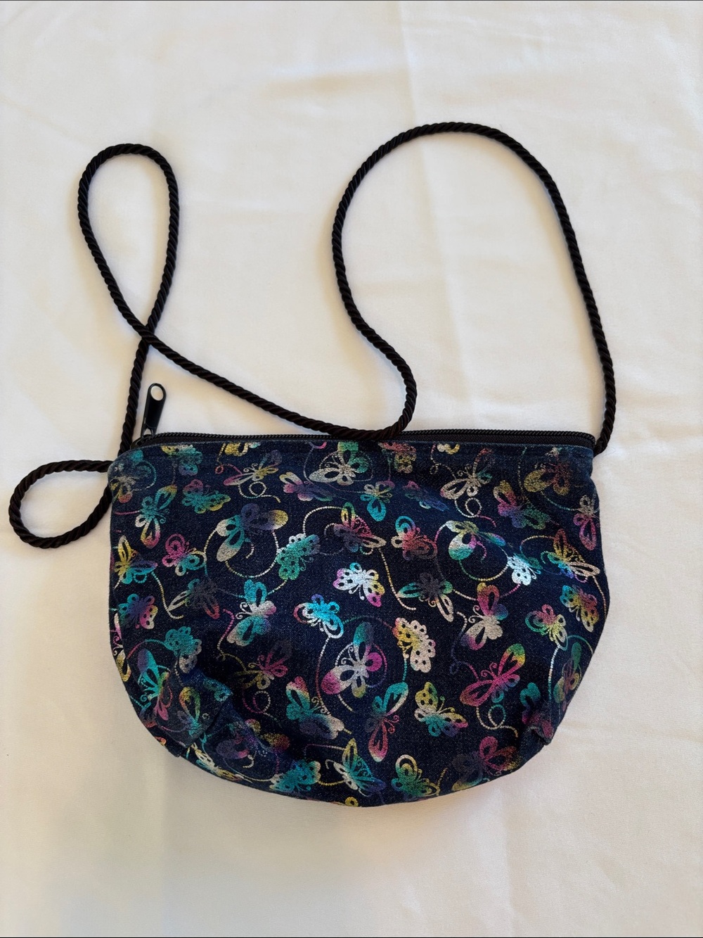 Small Black Butterfly Print Crossbody Bag